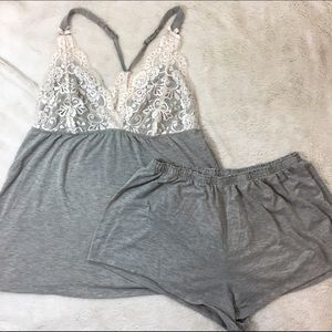 LOWEST! Cotton and lace Pajama Short Set