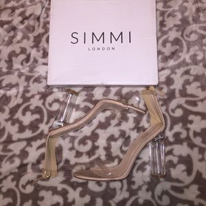 Clear strap clear heel nude shoes