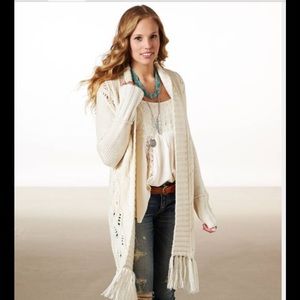 American Eagle Outfitters fringed sweater coat