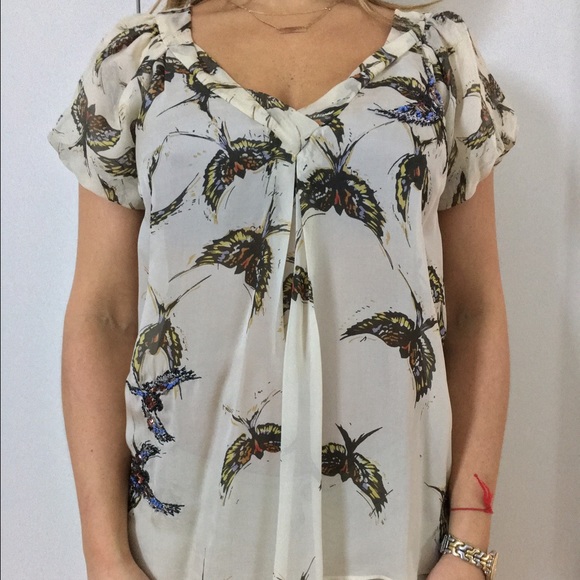 Anthropologie silk butterfly blouse