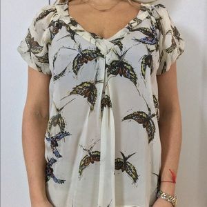 Anthropologie silk butterfly blouse