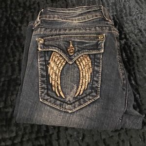 Miss Me jeans with crystal angel wings on pocket