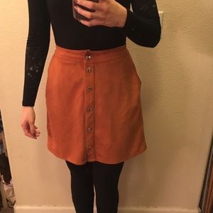 Faux Suede Button Up Skirt