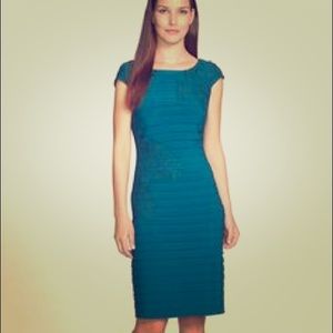 Adrianna Papell teal stretchy bandage dress