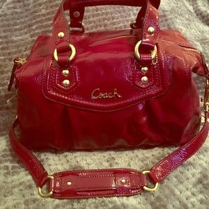 Red patent leather Coach bag