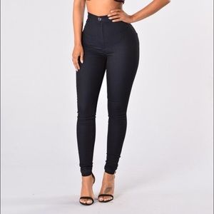 Super high waisted denim skinnies