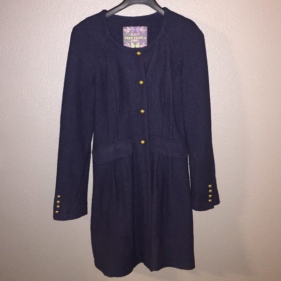 Free People Navy Winter Wool Coat