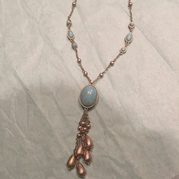 Lia Sophia necklace gold tone and turquoise color