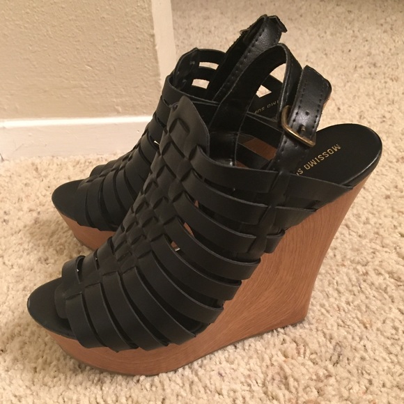 Black Strappy Wedges