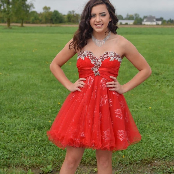 Red Sherri Hill Homecoming Dress - Picture 1 of 4