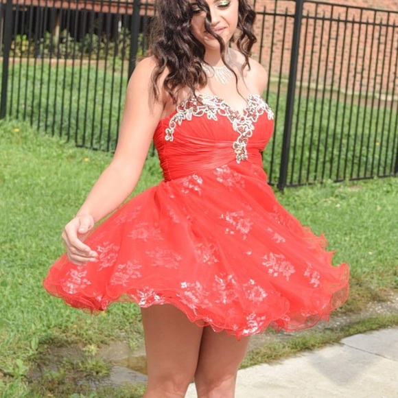 Red Sherri Hill Homecoming Dress - Picture 3 of 4