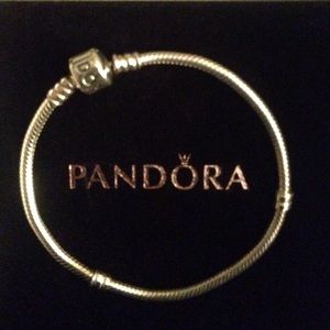 Authentic Pandora sterling silver bracelet, 7 in.