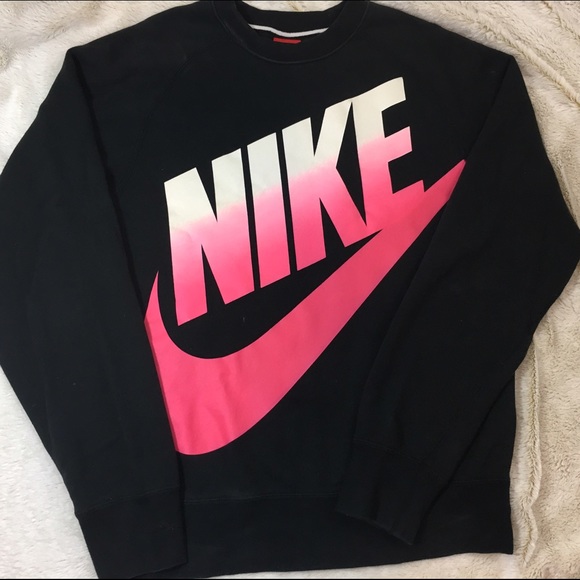 Pink and Black Nike Crew Neck