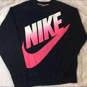 Pink and Black Nike Crew Neck