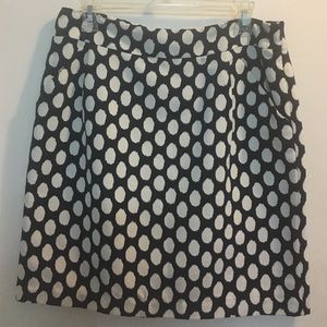Loft navy and white polka dot skirt
