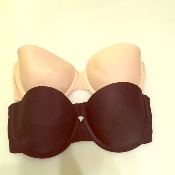 VS strapless bras- 34d black and nude