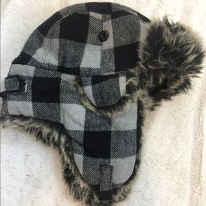 Buffalo Plaid Fur Beanie