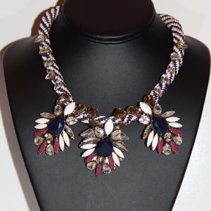 J.Crew Navy, Red, White & Diamond Rope Necklace