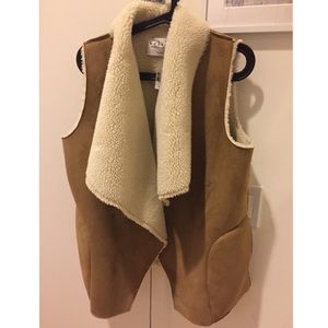 SCOOP Brand-New Faux Suede/Fur Vest Coat
