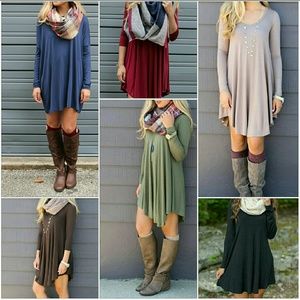 ISO!! These beautiful long sleeve t shirt dresses