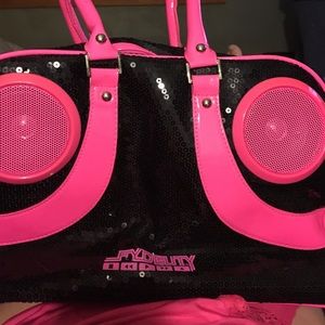 Black/Pink Sequin bag / Built In Speakers