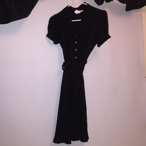 Black half button dress