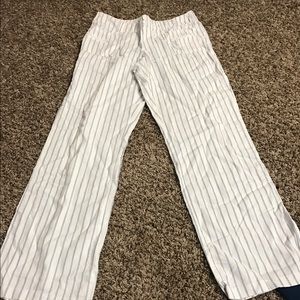 White with Blue Strips wide legs