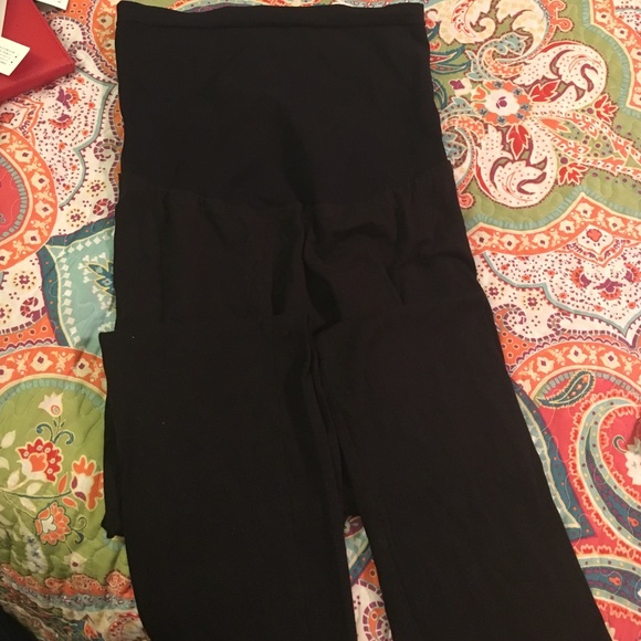 Black maternity leggings with full panel