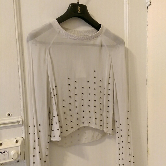 Sheer light gray cropped top/blouse