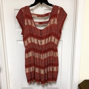 Red & Cream Boho Top