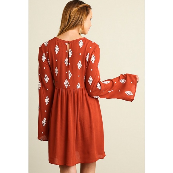 💥LAST ONE💥V-Neck Babydoll Dress with Embroidery - Picture 2 of 4