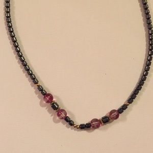 Pink/Black stone necklace