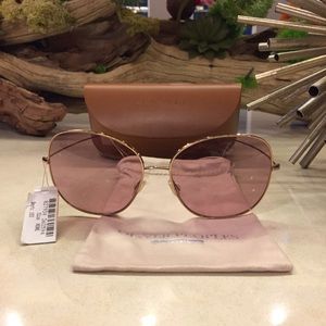Oliver Peoples Rose Gold Aviator Sunglasses