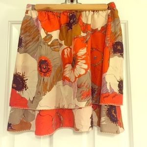 Anthropologie floral silk skirt.