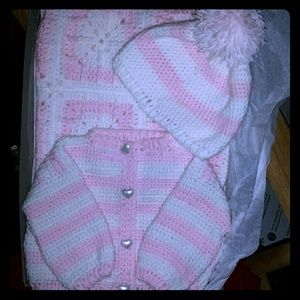 Hand~Crocheted BRAND NEW 3Pc Baby Set