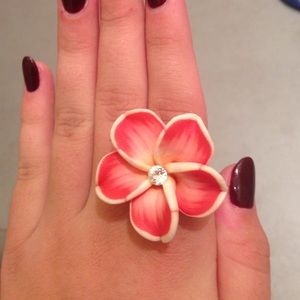 Pink Hawaiian flower ring