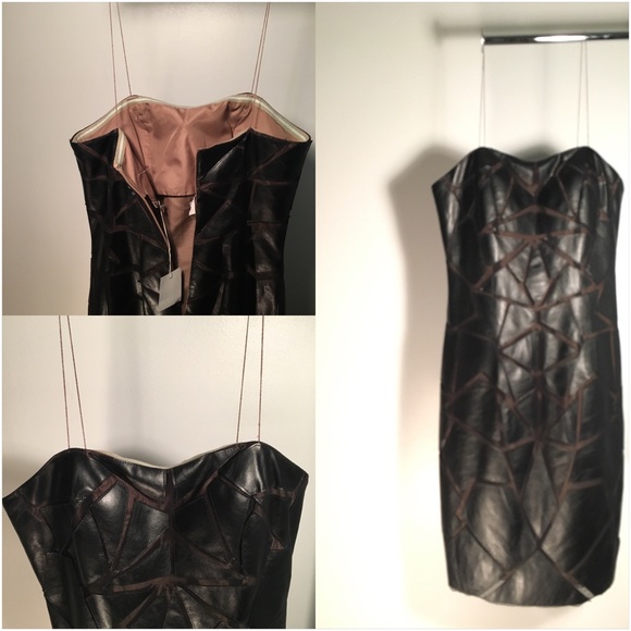 Faux Leather and Mesh Dress - Picture 2 of 3