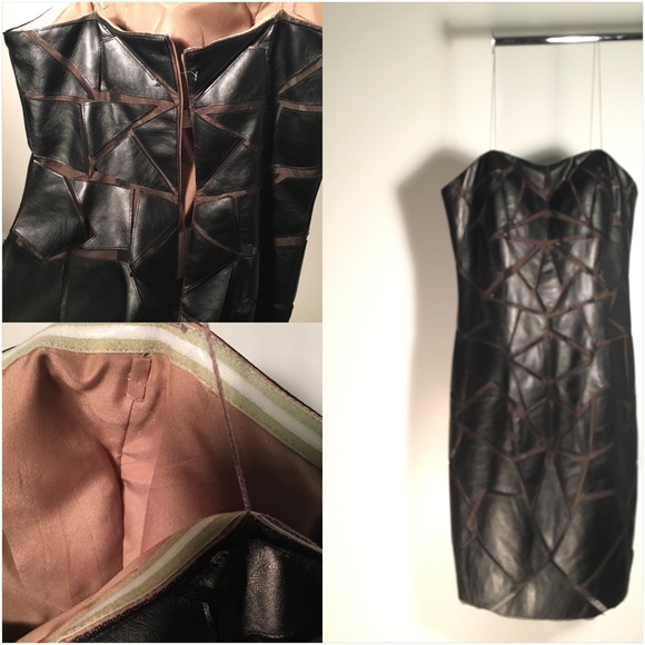 Faux Leather and Mesh Dress - Picture 3 of 3