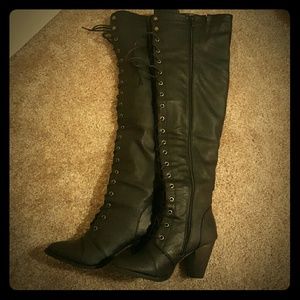 Lace up, over the knee boots