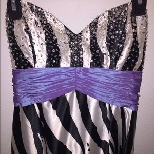 Gorgeous Black, White and Purple Prom Dress