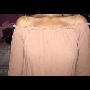 Forever 21 off the shoulder peach colored shirt