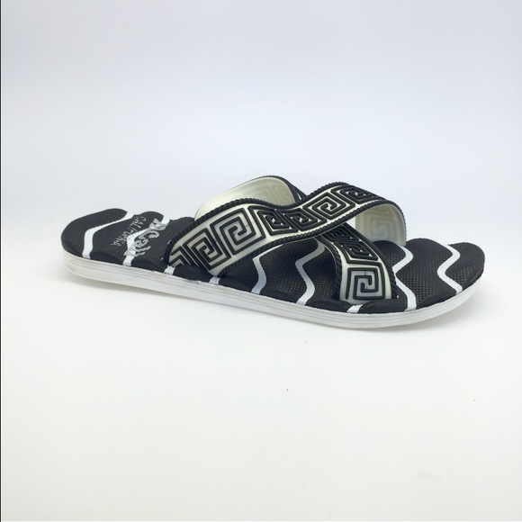 NWT Black and white gladiator slide sandal comfort - Picture 2 of 4