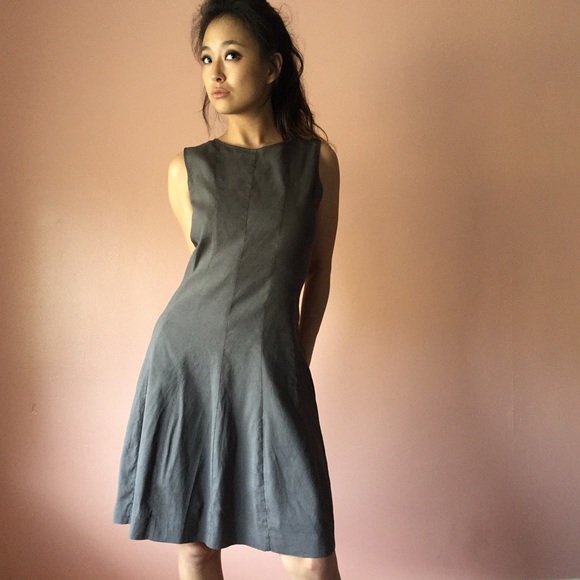 Theory Dresses & Skirts - Theory Chocolate Linen Midi Dress