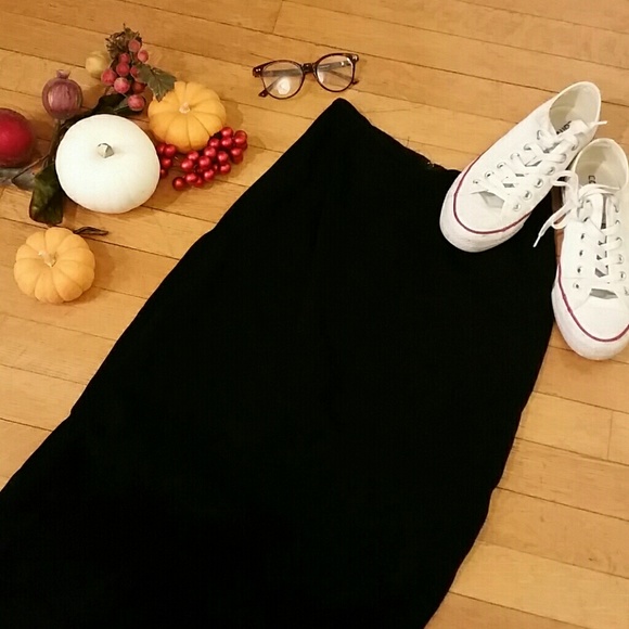 Black Suede-like Maxi Skirt