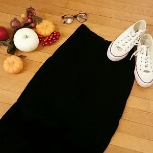 Black Suede-like Maxi Skirt