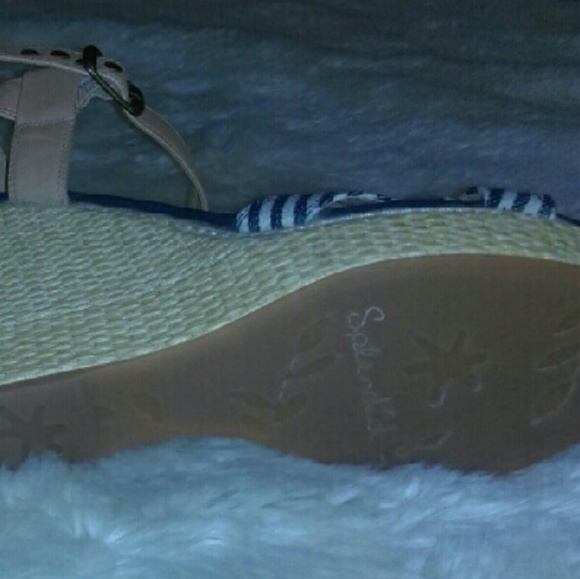 Splendid White & Blue Striped Sandal WedgesSz. 9 - Picture 4 of 4