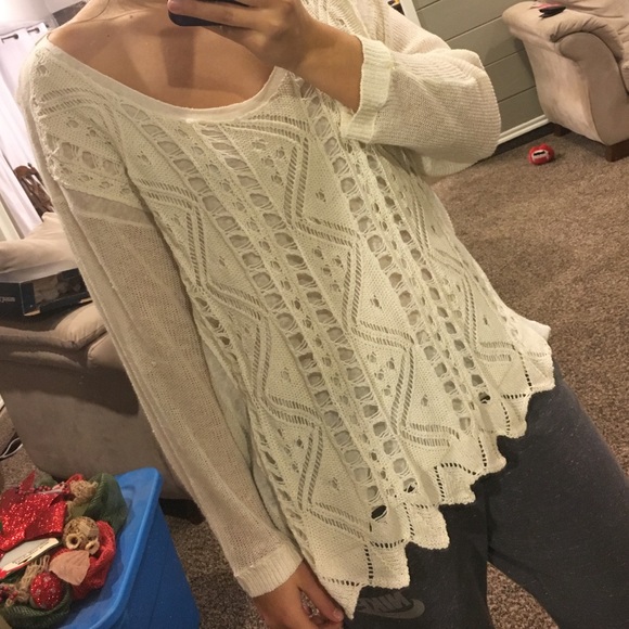 Ivory Anthropologie sweater top