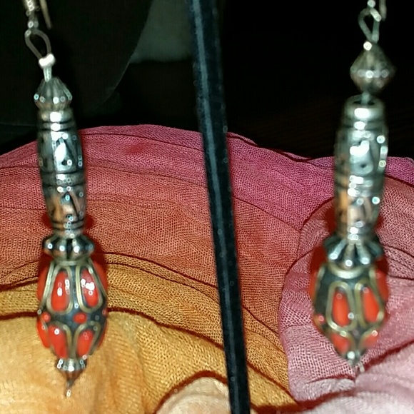 ORANGE AZTEC EARRINGS!!! - Picture 2 of 3
