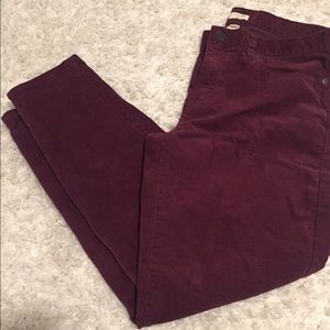 J.crew wine colored skinny corduroy pants