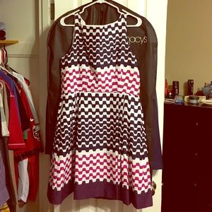 Navy, pink and purple chevron dress
